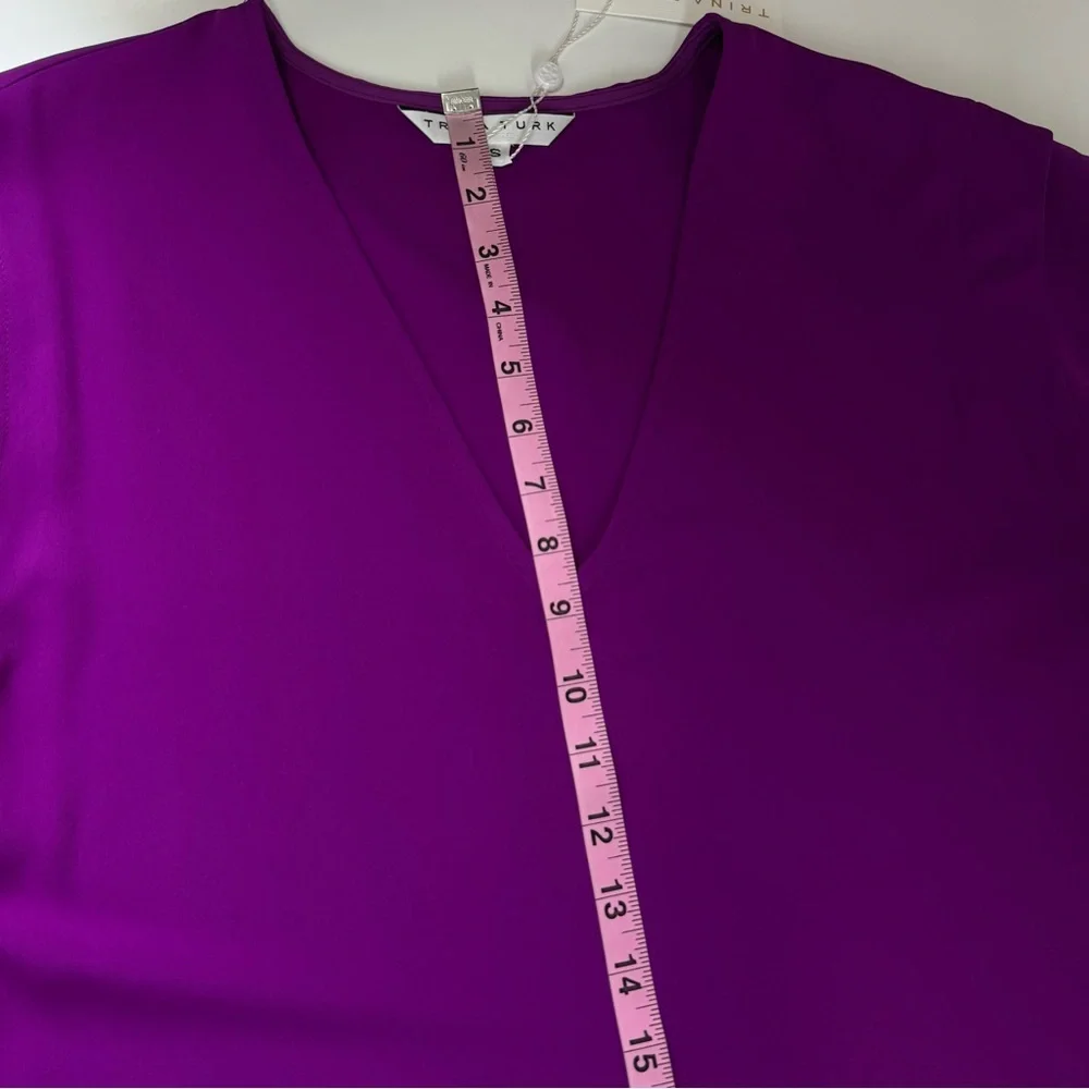 Trina Turk Sadora Dress Womens Small Purple VNeck Short Sleeve NWT - Picture 9 of 10
